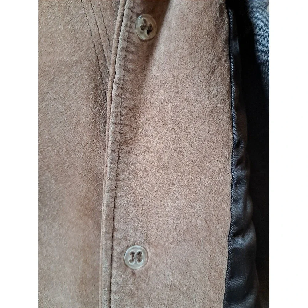 Vtg  LL Bean Men’s Suede Button Jacket Light Brown Sz 46 Leather 1970s Hippie